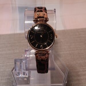 Anne Klein Leopard Print Black Wrist Watch